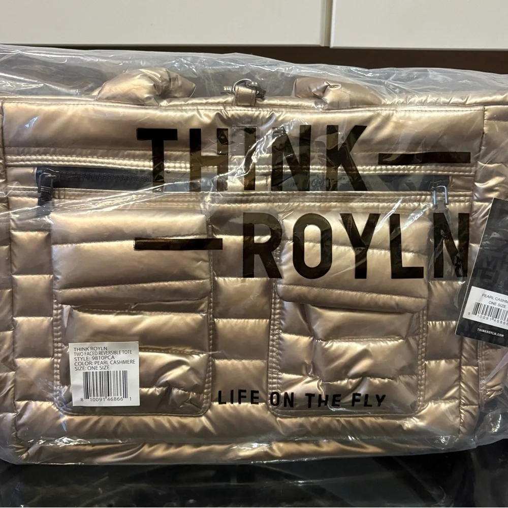 THINK ROYLN Shiny Pearl Gold reversible Quilted Tote
Other color, pearl indigo - Picture 5 of 5